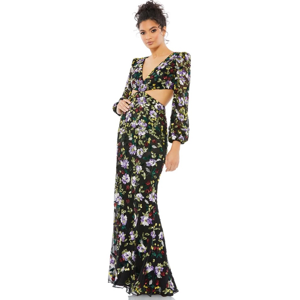 NWT Mac Duggal Cutout Waist Floral Dress